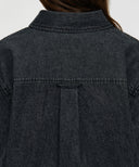 MICRO CLASSIC LOGO OVERSIZED DENIM SHIRT IN BLACK