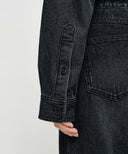 MICRO CLASSIC LOGO OVERSIZED DENIM SHIRT IN BLACK