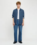 MICRO CLASSIC LOGO OVERSIZED DENIM SHIRT IN BLUE
