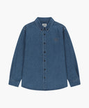 MICRO CLASSIC LOGO OVERSIZED DENIM SHIRT IN BLUE