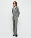 W SLIM FIT VELOUR PANTS IN GRAY