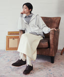 W CLASSIC LOGO LONG SWEAT SKIRT IN CREAM