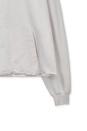 RAW EDGE HEM SWEAT HOODY IN LIGHT BEIGE image 4