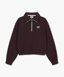 W CLASSIC LOGO HALF-ZIP UP CROP SWEATSHIRT IN BROWN image 6
