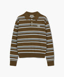 REGULAR LOGO STRIPE POLO KNIT IN CAMEL image 6