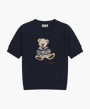 W DOODLE BEAR HALF KNIT PULLOVER IN NAVY image 6