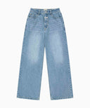 W WIDE FIT VINTAGE WASHED DENIM PANTS IN LIGHT BLUE image 6