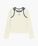 W SLEEVELESS LAYERED LONG SLEEVE TEE IN IVORY image 6