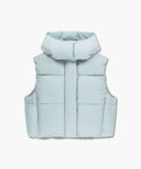 W CIRCLE LOGO CROP HOODED DOWN VEST IN MINT GREY image 6