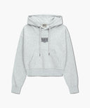 W SMALL CLASSIC LOGO CROP HOODIE IN LIGHT HEATHER GREY