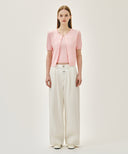 W SMALL CLASSIC LOGO HALF KNIT CARDIGAN SET UP IN LIGHT PINK image 6