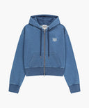 W BACK CLASSIC LOGO CROP HOODIE ZIPUP IN BLUE image 6