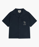 KIDS SEERSUCKER HALF SHIRT IN NAVY image 6
