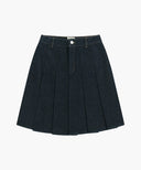 W DENIM PLEATED MIDI SKIRT IN INDIGO image 9