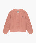 KIDS W POINTELLE KNIT CARDIGAN IN CORAL PINK image 6
