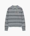 REGULAR LOGO STRIPE POLO KNIT IN MELANGE GRAY image 6