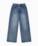 W WIDE FIT VINTAGE WASHED DENIM PANTS IN BLUE image 9
