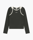 W SLEEVELESS LAYERED LONG SLEEVE TEE IN CHARCOAL GREY image 6