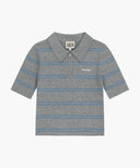 W STRIPE HALF ZIP UP SLIM KNIT IN MELANGE GRAY image 6
