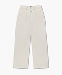 W LOW-WAIST TUCK WIDE DENIM PANTS IN ECRU image 8