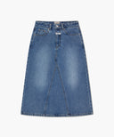W A-LINE DENIM MIDI SKIRT IN LIGHT BLUE image 6