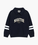 KIDS STRIPE POINT COLLAR SWEATSHIRT IN NAVY image 6