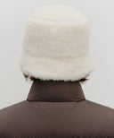 CLASSIC LOGO FUR BUCKET HAT IN IVORY image 6