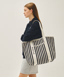 REGULAR LOGO BIG COTTON BAG IN STRIPE image 6