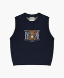 KIDS BEAR CLASSIC LOGO KNIT VEST IN NAVY image 6
