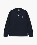 CREST LOGO JERSEY POLO LONG SLEEVE IN NAVY image 6