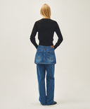 W LAYERED SKIRT DENIM PANTS IN BLUE image 8