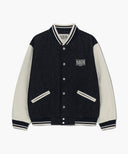 CLASSIC LOGO EMBROIDERY DENIM VARSITY JACKET IN NAVY image 6