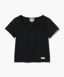 W BASIC CROP TEE IN BLACK image 6