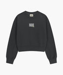 W FLOWER CLASSIC LOGO CROP SWEATSHIRT IN CHARCOAL GREY image 6
