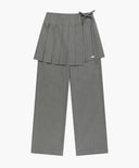 W LAYERED PLEATS SKIRT PANTS IN GRAY image 6
