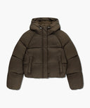 W REGULAR LOGO HOODED CROP DOWN JACKET IN BROWN image 6
