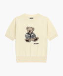 W DOODLE BEAR HALF KNIT PULLOVER IN IVORY image 6