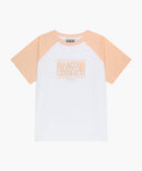 KIDS CLASSIC LOGO OVERSIZED RAGLAN TEE IN CORAL PINK