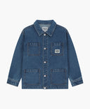 KIDS LETTERING LOGO DENIM JACKET IN BLUE