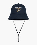 KIDS BEAR EMBROIDERY ROUND BUCKET HAT IN NAVY image 7