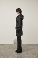 FAUX LEATHER HOODY CROP JUMPER IN BLACK image 18