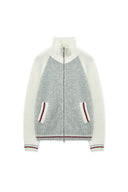 HIGH NECK RAGLAN KNIT ZIP UP FOR WOMEN IN IVORY image 1