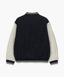 CLASSIC LOGO EMBROIDERY DENIM VARSITY JACKET IN NAVY image 7