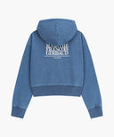 W BACK CLASSIC LOGO CROP HOODIE ZIPUP IN BLUE image 7