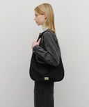 CLASSIC LOGO ROUND SUEDE SHOULDER BAG IN BLACK image 7