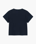 W SMALL LETTERING SLIM CROP TEE IN NAVY image 7