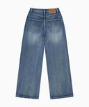 W WIDE FIT VINTAGE WASHED DENIM PANTS IN BLUE image 10