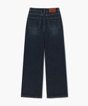 W WIDE DENIM PANTS IN DARK BLUE image 7