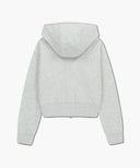 W LACE APPLIQUE CROP HOODIE ZIPUP IN LIGHT HEATHER GREY image 7