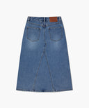 W A-LINE DENIM MIDI SKIRT IN LIGHT BLUE image 7